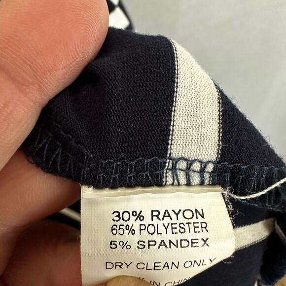 Women's Hayden Los Angeles Navy Blue & White Stripe Cold Shoulder Blouse- Size L - Picture 7 of 7